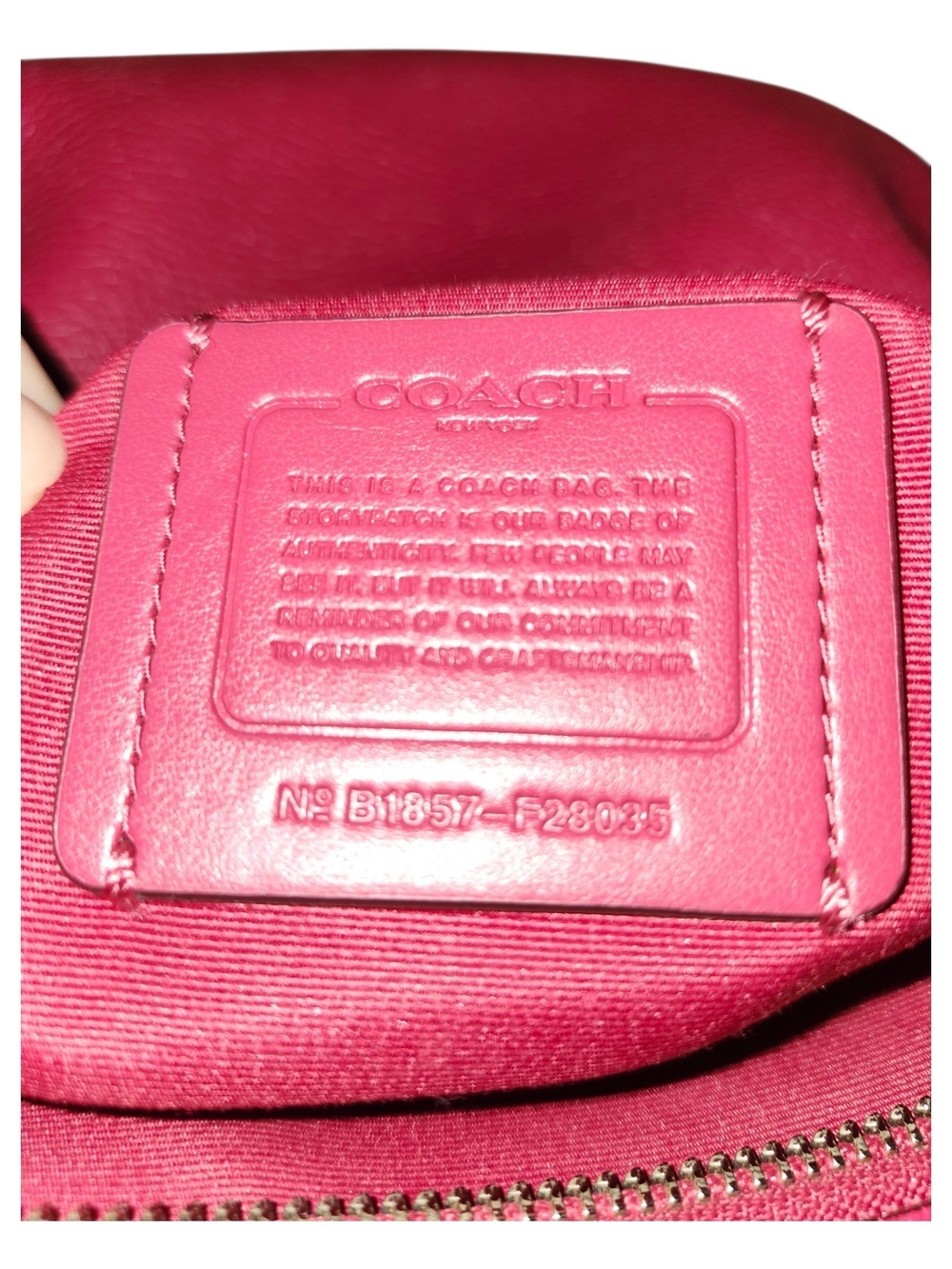 Coach EUC Pebbled Leather File Crossbody Bag Vibrant Fuchsia/Raspberry Pink - Picture 6 of 7